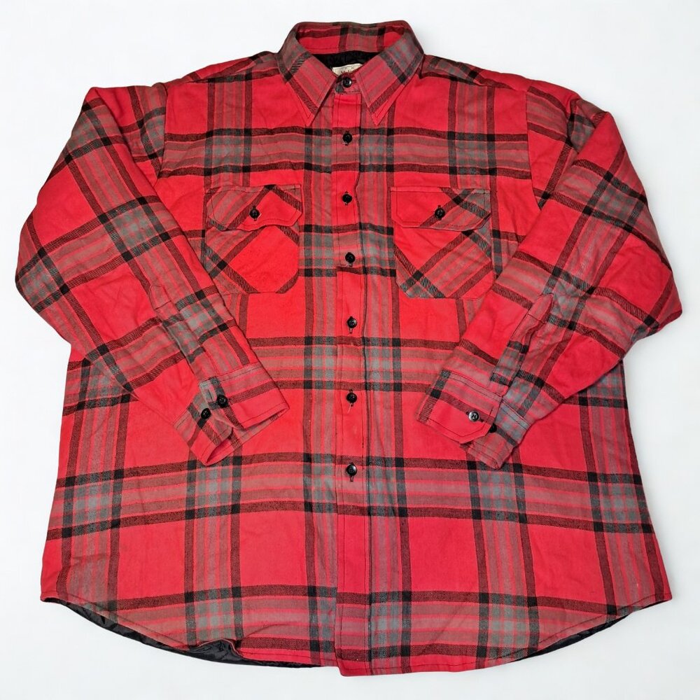Vintage The Mens Store At Sears Outerwear NylonLined Flannel Coat Jacket Size XL
